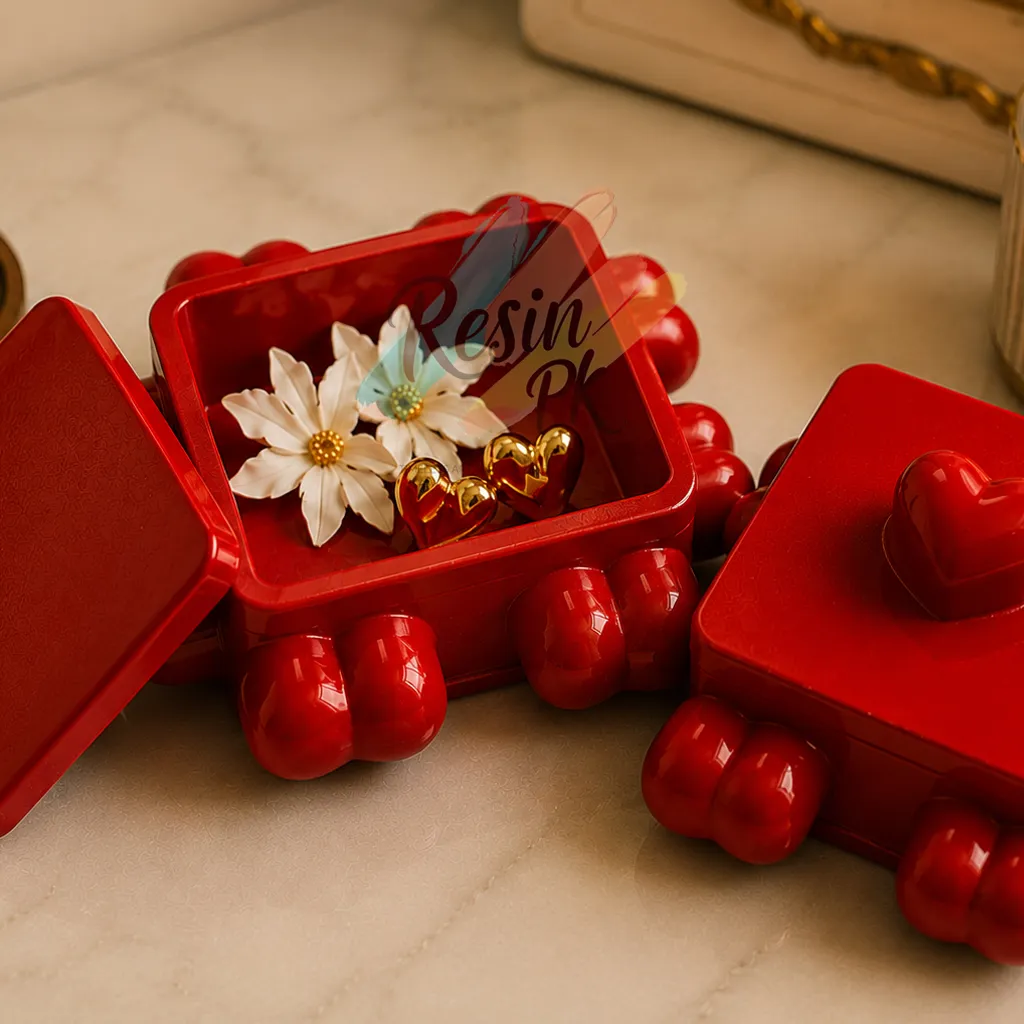 Handmade LoveNest Keepsake Box with heart-shaped design, crafted from plaster of Paris. Decorative jewelry and trinket storage box for rings, earrings, necklaces, keys, and small valuables. Perfect romantic gift and vanity organizer in Pakistan.